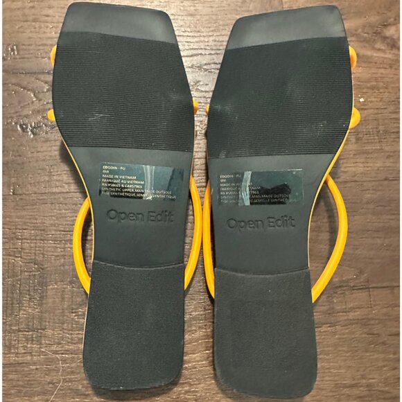 Nordstrom Orange Open Edit Slides, Square Toe, Strappy Sandals, 6 - Picture 4 of 5